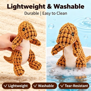 Durable Eco-Friendly Plush <strong>Dog</strong> Chew <strong>Toy</strong>-Sturdy Dinosaur Shape Long-Lasting Squeaky Interactive <strong>Tough</strong> Design Teeth Cleaning for - Product Image 6