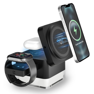 3-in-1 Foldable Magnetic Wireless Charging Station with QC3.0 15W Charger Lamp Earphone for Mobile Phone Smartwatch <strong>Headset</strong> - Product Image 1