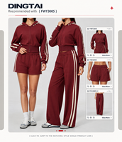 Dingtai Sweat-shirt à capuche pour femme, coupe courte, zippé, avec manches à bandes contrastantes, ourlet côtelé, en molleton chaud, style coupé-cousu, vêtement de détente
