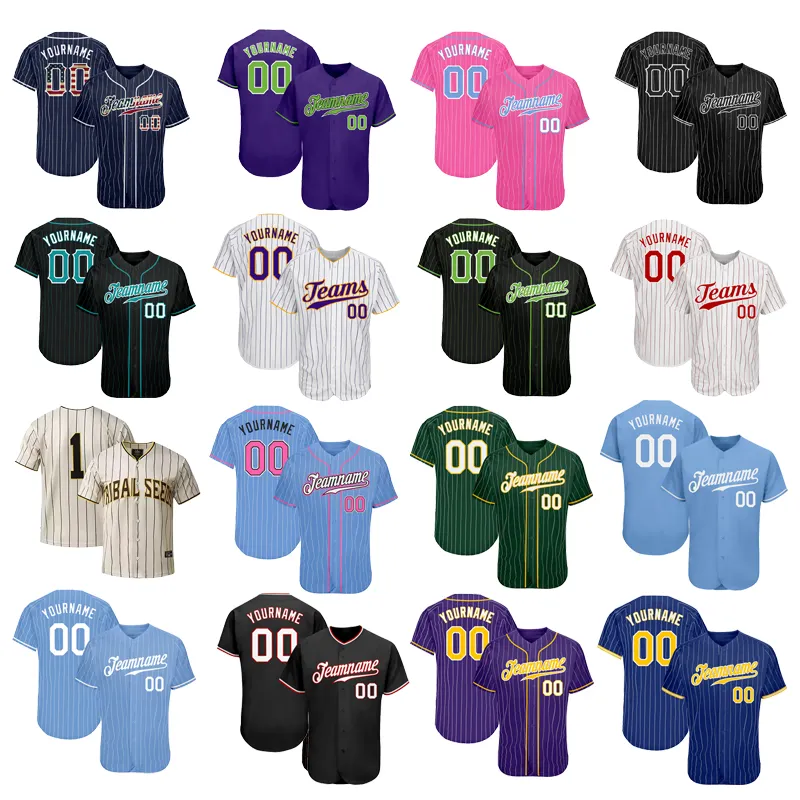 Custom Jeugd Honkbal Uniform Set Knoop Up Honkbal Jersey Borduurwerk Gesublimeerd Team Honkbal Jersey T Shirts