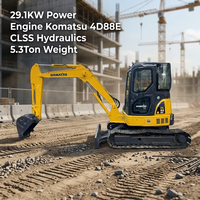 Mini-excavatrice Komatsu PC55MR d'origine, 5,5 tonnes, chenilles en caoutchouc, faible nombre d'heures de travail