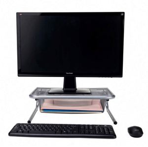 High Quality Mesh Monitor Stand <b>Computer</b> <b>Desk</b> Riser Shelf with Side Compartment and Pull Out Drawer <b>Desk</b> Organizer - Product Image 1