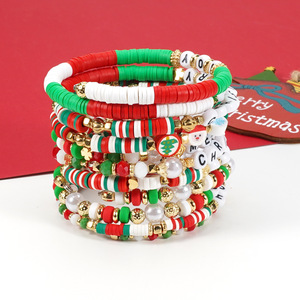 Merry Christmas <b>Beaded</b> <b>Bracelets</b> Acrylic Resin Imitation Pearl Cartoon Party Jewelry Unisex - Product Image 2