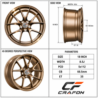 Jantes de voiture de tourisme CF 114,3 mm PCD 15 pouces à rayons multiples forgées, adaptées aux 370Z GT-R Audi AMG, jantes bronze