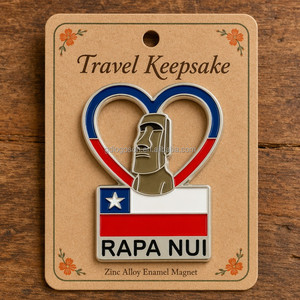 Imán de nevera metálico con bandera de Chile, diseño personalizado, esmalte suave, Rapa Nui, <span class=keywords><strong>Atacama</strong></span>, Torres Del Paine, Pisco Sour, recuerdo, venta al por mayor de fábrica - Product Image 4
