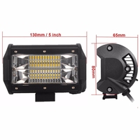 Barre lumineuse de travail LED 72W 5 pouces, blanc et jaune, clignotant stroboscopique pour voitures, routes, motos, camions, 4x4, VTT, conduite en brouillard, 12V 24V, Nouveau