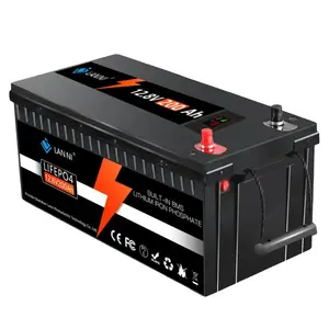 Livraison gratuite 12V 24V 200Ah LiFePO4 batterie Lithium fer phosphate batterie 4S200A intégré BMS pour système d'énergie solaire RV maison