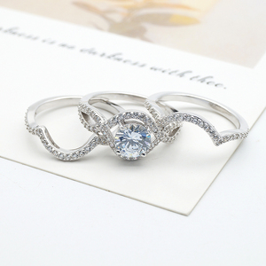 <strong>Stacking</strong> Crystal <strong>Silver</strong> Engagement Wedding Jewelry Stackable for Bride Women Finger <strong>Ring</strong> <strong>Silver</strong> <strong>Stacking</strong> <strong>Rings</strong> - Product Image 3