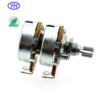 Potentiomètre rotatif double de haute qualité à axe métallique rond 1k 2k 5k 10k 20k 50k 100k 220k 500k 1M 2.2M 24mm pour pièces de guitare