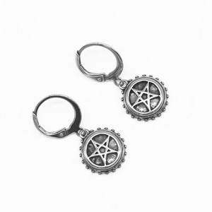 Yunnique Boucles d'oreilles pendantes à la mode en argent tibétain, design géométrique en forme d'étoile pour hommes et femmes - Product Image 1