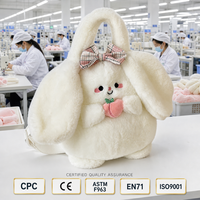 Zoete pluche dieren tas serie met geruite strikken, verzamelbare Kawaii handtas voor een schattig cadeaudoosje