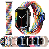 Bracelet en nylon tissé élastique avec boucle coulissante pour Apple Watch Series 12/11/10/9/8/7/6/SE/Ultra4, bracelet en tissu tressé