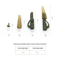 Kit d'accessoires de pêche à la carpe en plastique vert et marron, style européen, pour montage de sécurité, avec clips de plomb de sécurité, vente en gros
