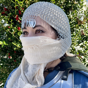 Coif de malla metálica hecho a mano |   Capucha de Cota de Malla Medieval |   Armadura de la Feria Renacentista |   Accesorio de Disfraz para la Cabeza |   Capucha de Guerrero de Fantasía Lisa - Product Image 1