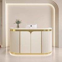 Comptoir d'Information à Surface Solide, Bureau d'Accueil Rose de Forme Spéciale pour SPA et Salon de Beauté
