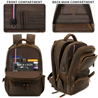 Sac à dos en cuir véritable imperméable personnalisé 17 pouces antivol sacs à dos d'affaires avec logo pour hommes voyage sac à dos pour ordinateur portable
