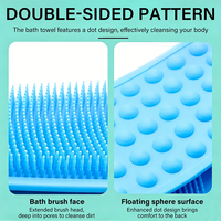 Brosse de douche longue en silicone double face, brosse de dos à double boucle, serviette de dos en silicone personnalisable