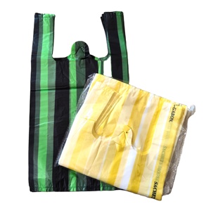 ถุงช้อปปิ้งพลาสติกแบบเสื้อกั๊ก HDPE PE ลายนูน รีไซเคิลได้ ปรับแต่งได้ สำหรับซูเปอร์มาร์เก็ต - Product Image 3