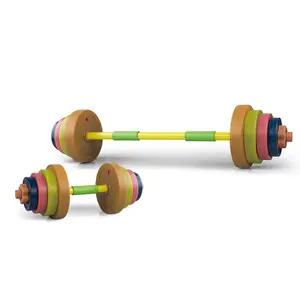 Chất lượng cao thêm nước cát trẻ em nhựa Barbell Bar nhựa có thể điều chỉnh quả tạ đặt đồ chơi thể thao