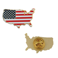Broches et badges personnalisés en métal émaillé avec carte de l'État du Dakota du Nord et drapeau américain, aimants de revers sur mesure