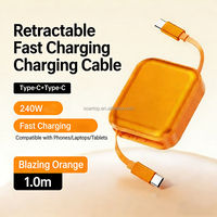 Câble de charge rapide USB-C PD rétractable d'origine 240W avec transmission de données 480 Mbps