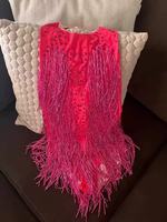 Costume de Danse Doré Dos Nu Frangé Scintillant, Justaucorps Latin Robe de Performance sans Manches pour Pôle Jazz Cha Cha