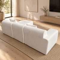 QINUO Vakuumkomprimiertes L-förmiges Sofa-Set mit Chaiselongue, modulares Ecksofa aus Stoff, rollverpackt im Karton