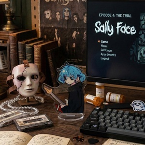 Figurine en acrylique OEM/ODM Sally Face 15 cm – Décoration de bureau Sal Fisher avec guitare – Merchandising de jeu d'<span class=keywords><strong>horreur</strong></span> indépendant – Modèle alternatif - Product Image 2