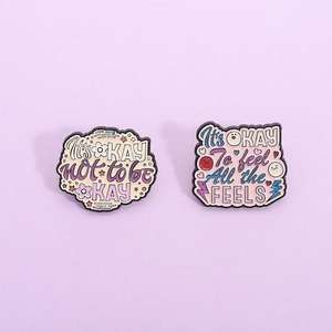 Soporte de salud mental Pin de liberación ansiosa-Está bien No estar bien Aleación de zinc Pin de metal Animal Cross Moda Día nacional Navidad - Product Image 1