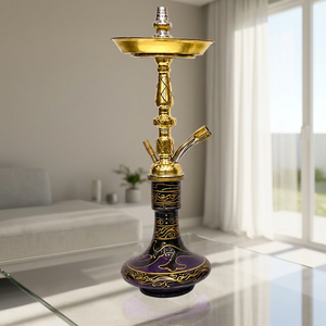 Mini chicha égyptienne en laiton avec motif peint à la main pour fumer le shisha - Product Image 6