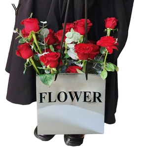 Customize <b>Pink</b> Trapezoidal Portable Florist Window Bag Flower Box Gift Bouquet Packaging Celebrate Gift - Product Image 3