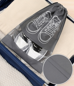 Portable Waterproof Dustproof Travel Storage Pouch Cover Shoes Dust Bag Custom Non Woven <b>Drawstring</b> Shopping Shoe Bag with logo - Product Image 3