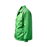 Veste de travail réfléchissante verte personnalisée OEM, ANSI, multi-poches, résistante à l'usure, vêtements de travail pour le printemps et l'automne, uniforme de jardinage et d'entretien