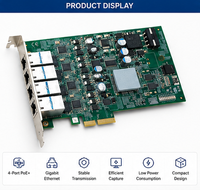 Carte de capture industrielle GigE Vision PCIe-PoE4+ Rev.A4 pour Neousys, 4 contrôleurs Gigabit indépendants Intel 82574L par port.