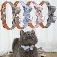 Collier élégant en polyester uni personnalisé pour chat avec nœud papillon en rubans, sangle réglable pour petit chien, idéal pour les fêtes et toutes les saisons