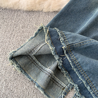 Ensemble de mode personnalisé Manteau en jean court rétro ample usé pour femmes Ensemble de deux jupes taille haute