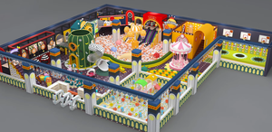 Équipement de terrain de jeux intérieur avec piscine à balles, toboggan et manège pour usage commercial - Product Image 1