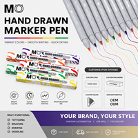 Stylo marqueur double pointe MO Tattoo pour maquillage permanent et dessin artistique, personnalisable avec logo OEM/ODM, stylo de dessin artistique coloré
