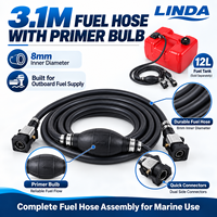 Réservoir de carburant marin externe en PEHD de 12 L avec tuyau de carburant de 3,1 m et 8 mm, pompe d'amorçage et doubles connecteurs rapides pour moteur hors-bord