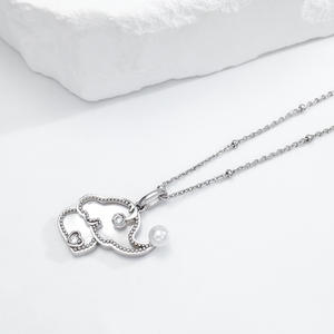 قلادة اللؤلؤ الفضي الأصلي من قشرة الفيل الأبيض قلادة لطيفة رائعة لا تتلاشى مزاجه المختنق الموضة - Product Image 3