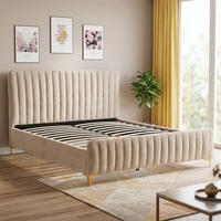 Lit de luxe moderne et confortable avec grand rangement, cadre en bois, taille Queen ou King