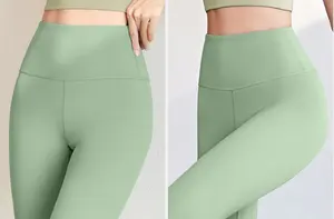 Celana olahraga wanita, Legging Fitness lembut mulus pinggang tinggi bernapas dengan kontrol perut dan mengangkat pantat untuk Yoga