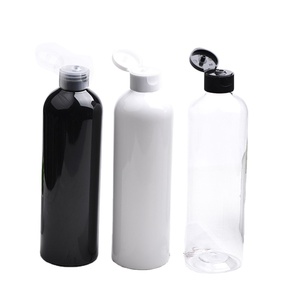 Échantillon GRATUIT NOUVEAU Flacons en plastique noir vides de 300 ml, 400 ml, 500 ml avec bouchon à clapet, contenants d'emballage cosmétique avec couvercles pour shampoing - Product Image 1