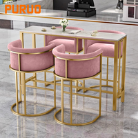 Nouveau Tabouret de Bar Haut de Gamme en Similicuir et Laiton, Chaise de Bar Club de Luxe pour Fournisseurs