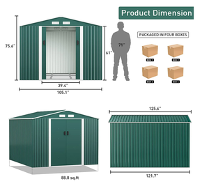 Grand hangar de stockage en métal, dégagement de stockage extérieur adapté aux outils de jardin, vélos, échelle de tondeuse à gazon, <span class=keywords><strong>4</strong></span> évents - Product Image 5