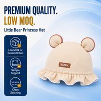 Chapeau de princesse pour bébé avec oreilles d'ours 3D, faible MOQ, prix direct usine, bonnet en tricot gaufré pour détaillants mondiaux