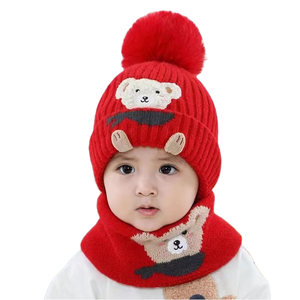 Chapeau tricoté en velours 100 % coton pour bébé garçon, protection des oreilles, collection automne-hiver 2026, idéal pour l'extérieur - Product Image 1