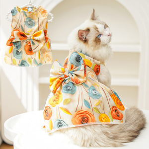 3D Rose Dress <b>For</b> <b>Cats</b> Summer Style Thin Skirt Pet <b>Clothes</b> - Product Image 1