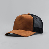 Casquette de camionneur GORAS en maille suédé 5 panneaux de haute qualité personnalisée en gros chapeau de fermeture Snapback blanc classique pour le sport à la mode