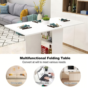 Mesa Plegable Multifuncional de Alta Calidad, Mesa de Comedor Plegable para Apartamento <span class=keywords><strong>con</strong></span> <span class=keywords><strong>Ruedas</strong></span> y Estante de Almacenamiento de 2 Niveles - Product Image 5